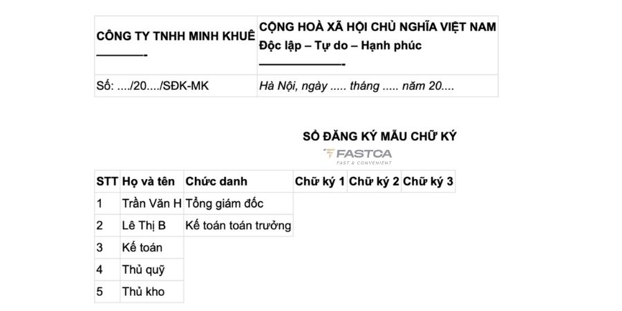 Mẫu sổ đăng ký mẫu chữ ký 