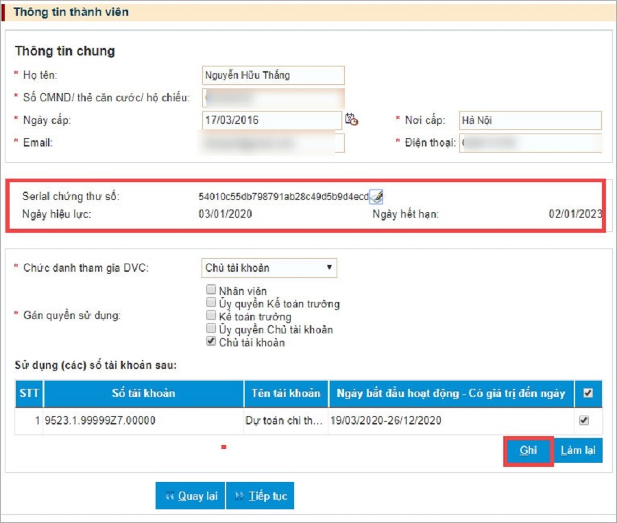 đăng ký sử dụng chữ ký số trên cổng DVC kho bạc nhà nước - bước 3.2
