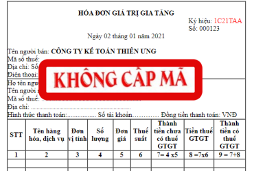 Hoá đơn không cấp mã