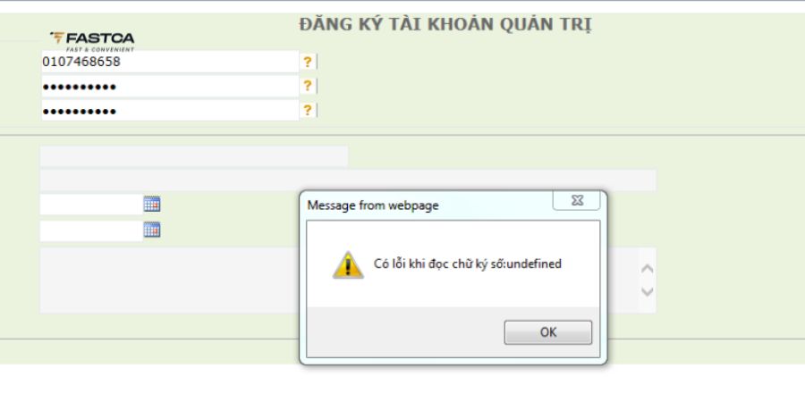 Nguyên nhân thường gặp khi xuất hiện lỗi undefined khi đọc chữ ký số