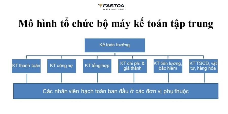 mô hình tổ chức bộ máy kế toán tập trung