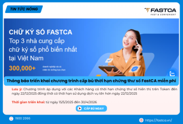 Thông báo Cấp bù Chứng thư số FastCA