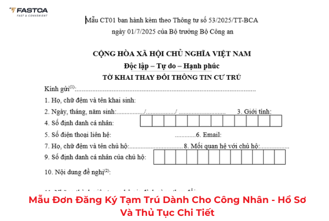 mẫu đơn đăng ký tạm trú