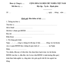 công văn giải trình bị treo tiền bhxh