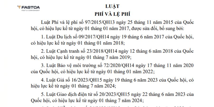 Toàn văn Luật số 130/VBHN-VPQH Luật Phí và lệ phí mới nhất