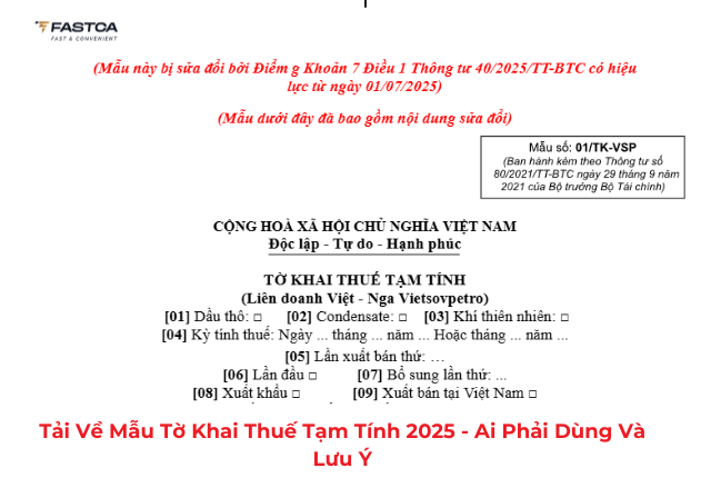 mẫu tờ khai thuế tạm tính