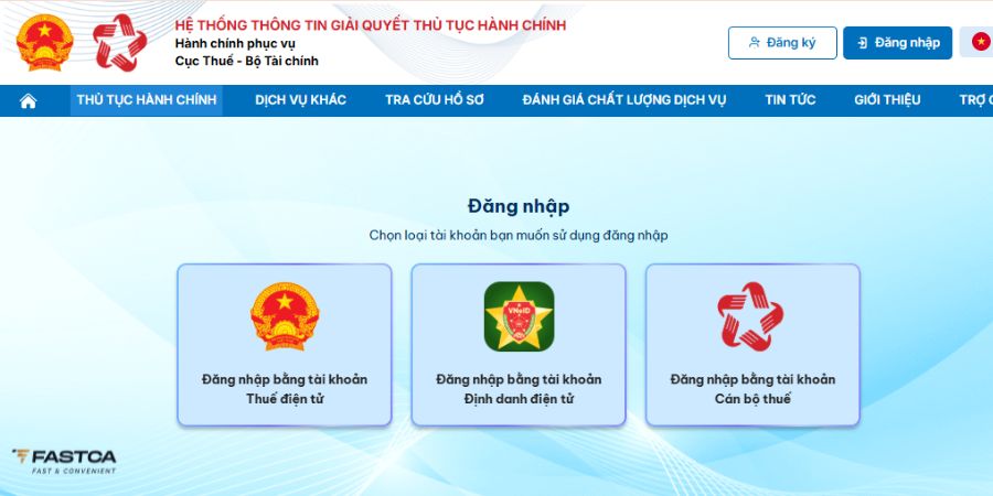 Hướng dẫn chuyển đổi thuế khoán sang kê khai trên dichvucong.gdt.gov.vn - bước 1