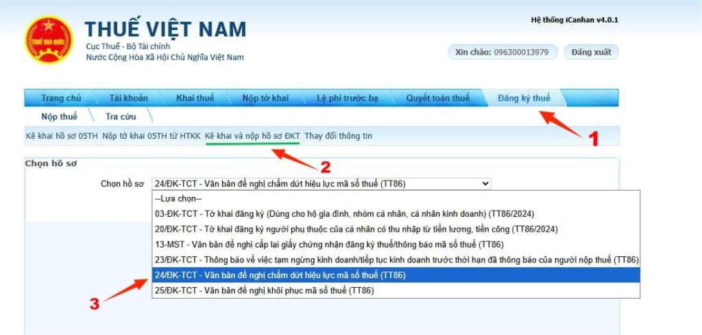 hủy mã số cá nhân người phụ thuộc
