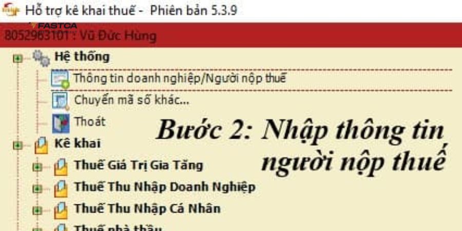 cách lập tờ khai 01/cnkd trên htkk - bước 2