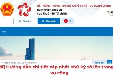 cập nhật chữ ký số dịch vụ công
