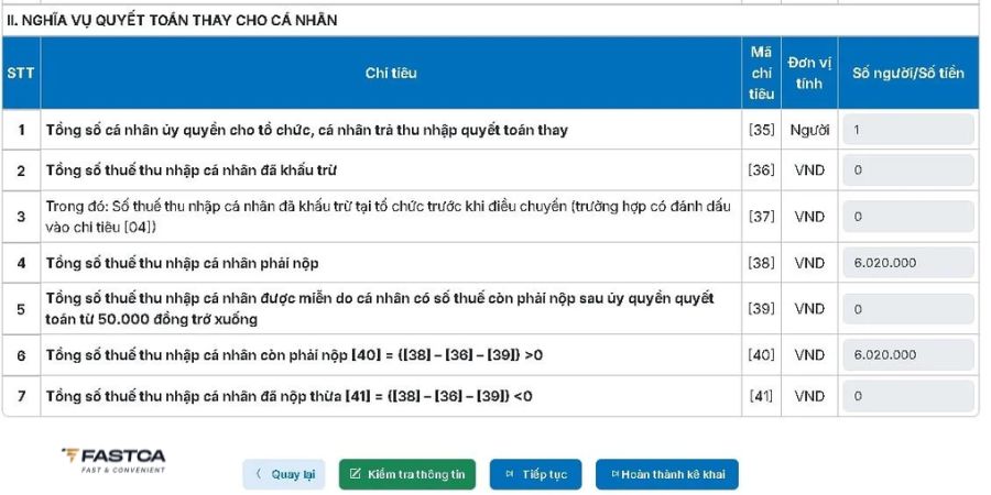 tổ chức nộp tờ khai quyết toán thuế tncn trên dịch vụ công - bước 11