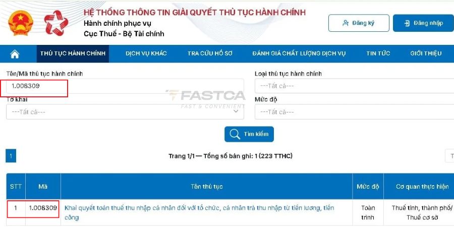 tổ chức nộp tờ khai quyết toán thuế tncn trên dịch vụ công - bước 3