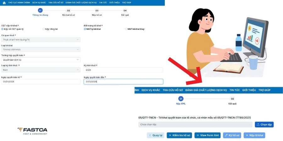 tổ chức nộp tờ khai quyết toán thuế tncn trên dịch vụ công - bước 6