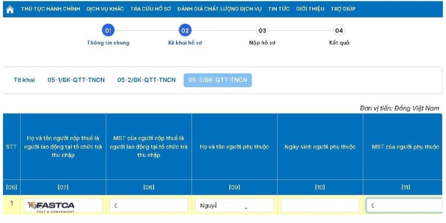 tổ chức nộp tờ khai quyết toán thuế tncn trên dịch vụ công - bước 9