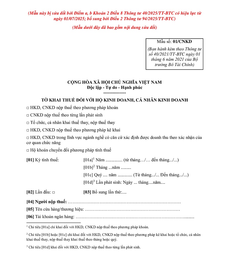 tờ khai 01/cnkd là gì