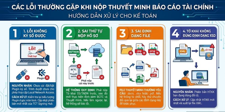 các lỗi thường gặp khi nộp lại thuyết minh báo cáo tài chính