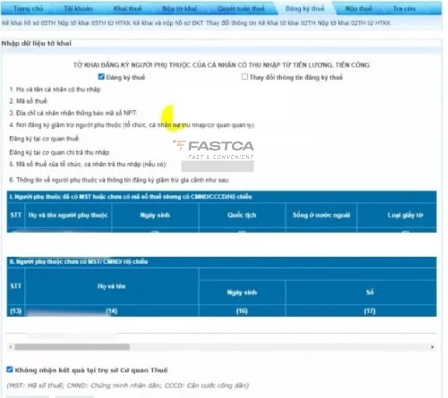 cách đăng ký người phụ thuộc đã có mã số thuế trên thuế điện tử - bước 5