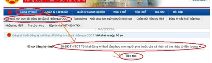 cách đăng ký người phụ thuộc đã có mã số thuế trên thuedientu - bước 3