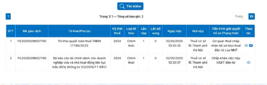cách nộp bổ sung thuyết minh báo cáo tài chính trên dịch vụ công - bước 3
