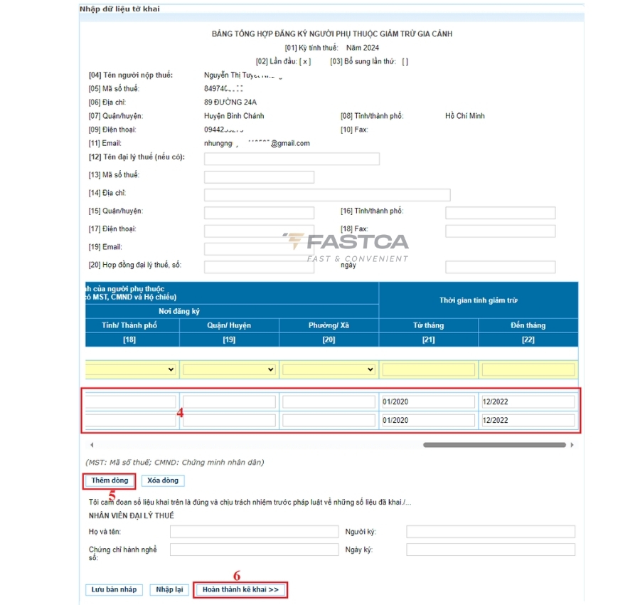 hoàn thành kê khai hủy người phụ thuộc trên thuế điện tử