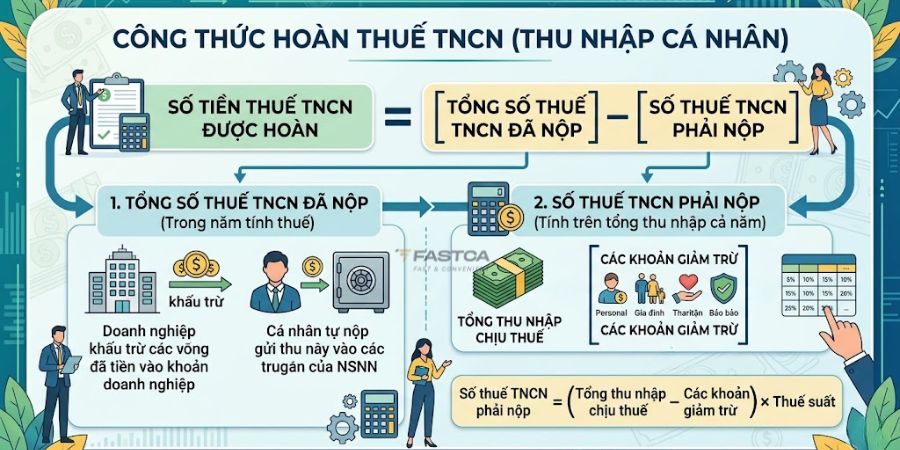 công thức hoàn thuế tncn