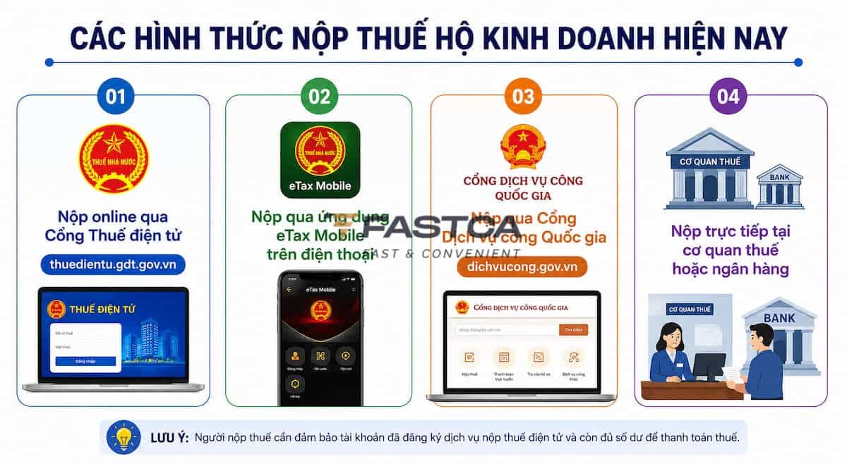 các hình thức nộp thuế hộ kinh doanh có doanh thu trên 3 tỷ