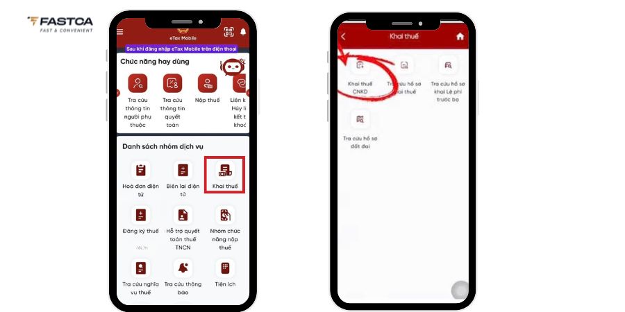 kê khai thuế hộ kinh doanh trên etax mobile - bước 2