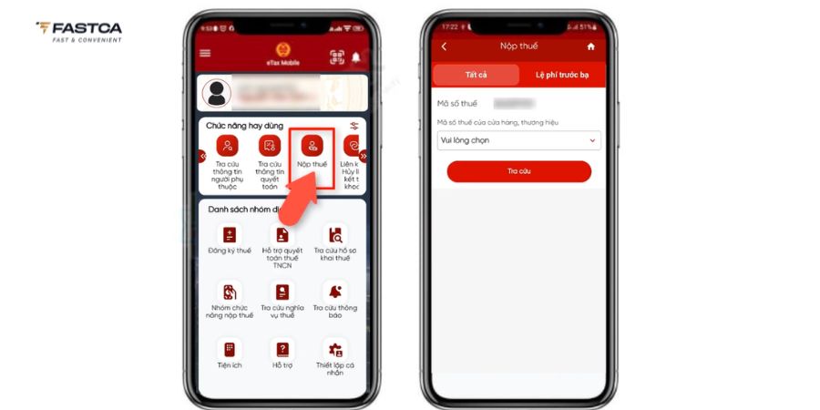 kê khai thuế hộ kinh doanh trên etax mobile - bước 3