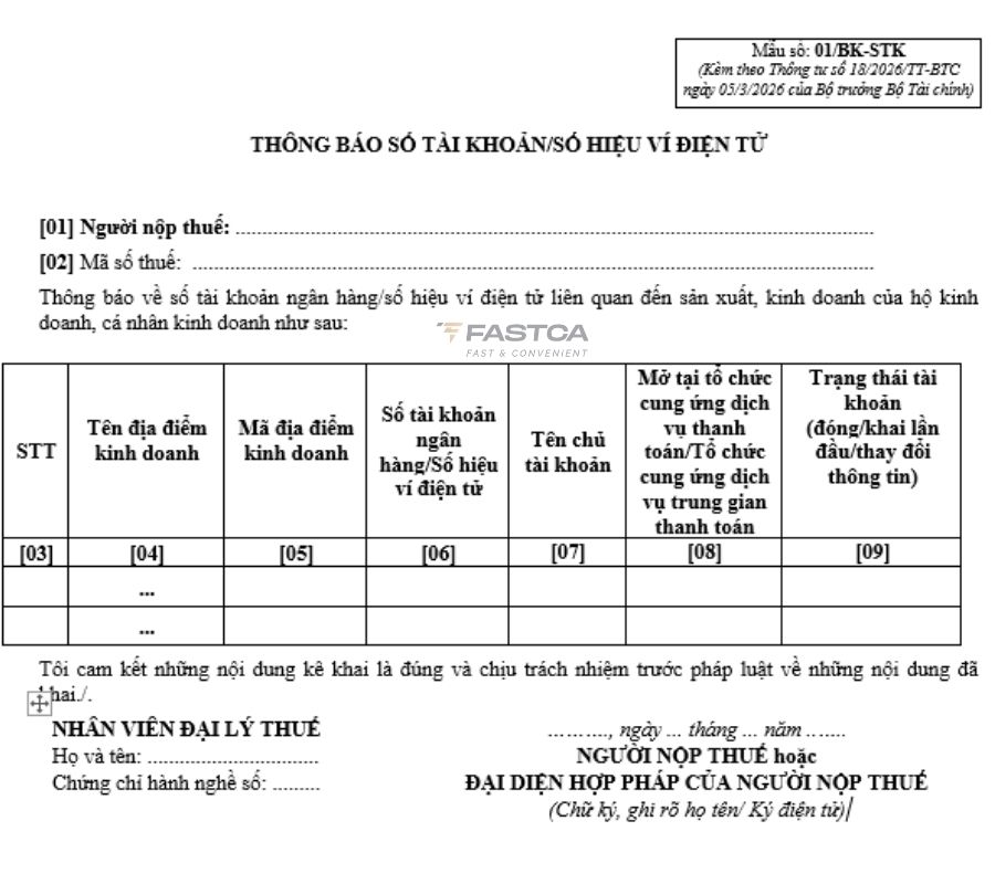 mẫu số 01/bk-stk mới nhất