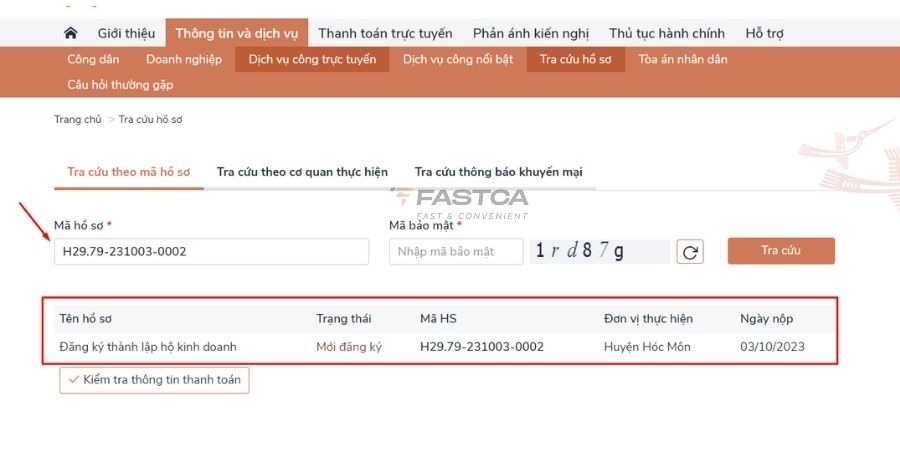 tra cứu đăng ký kinh doanh hộ kinh doanh qua dịch vụ công quốc gia - bước 3