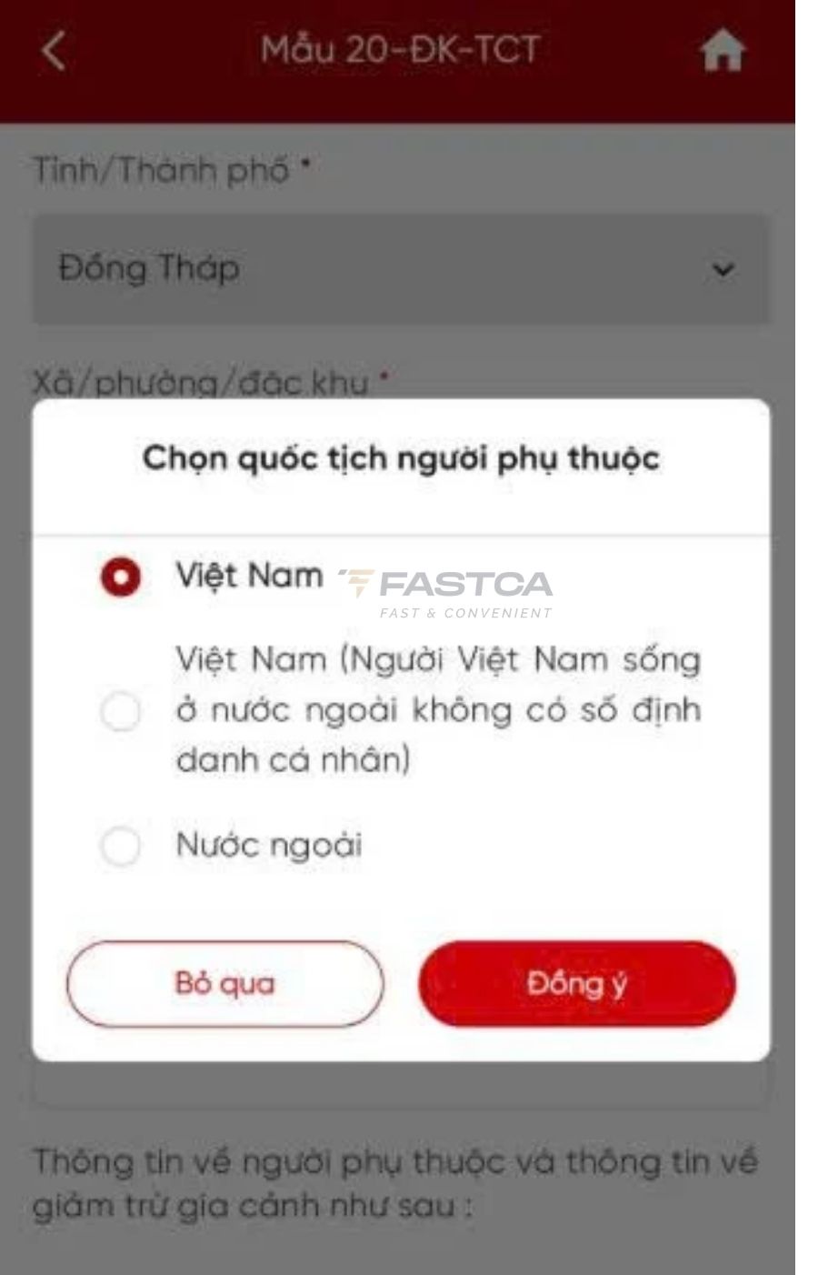 cách đăng ký người phụ thuộc trên etax mobile - bước 7