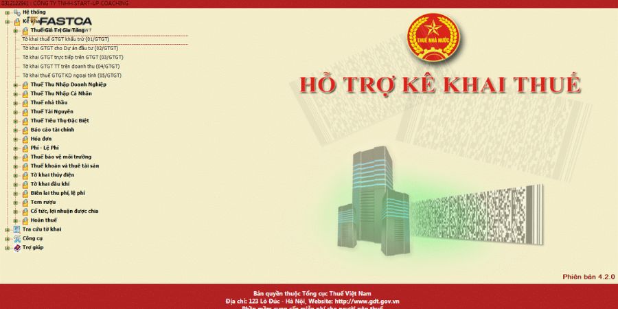 Cách lập tờ khai thuế GTGT - Mẫu số 01/GTGT trên HTKK - Bước 1