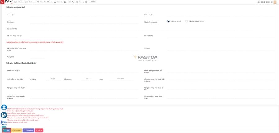 cách lập và xuất chứng từ khấu trừ thuế tncn từ phần mềm xcyber bill - 4