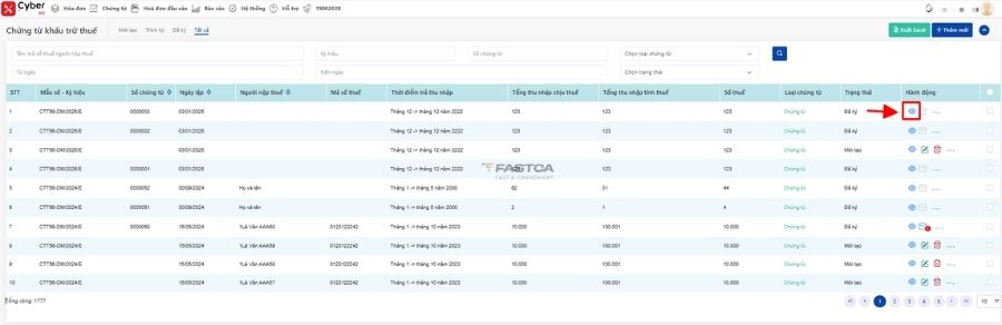 cách lập và xuất chứng từ khấu trừ thuế tncn từ phần mềm xcyber bill - 5