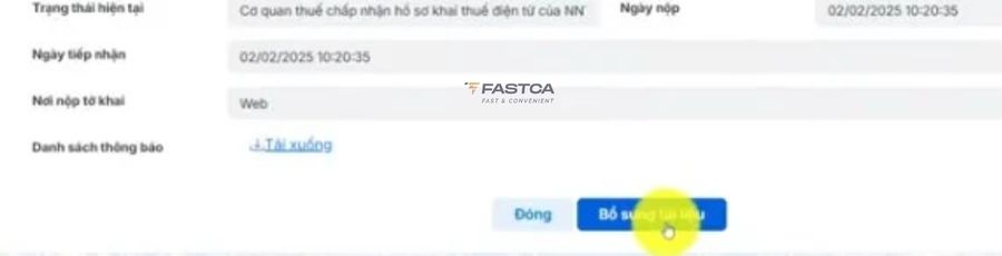 cách nộp lại báo cáo tài chính trên dịch vụ công - bước 4.2