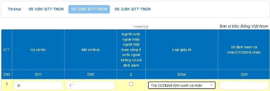 cách nộp tờ khai 05/qtt-tncn trên dịch vụ công - bước 10