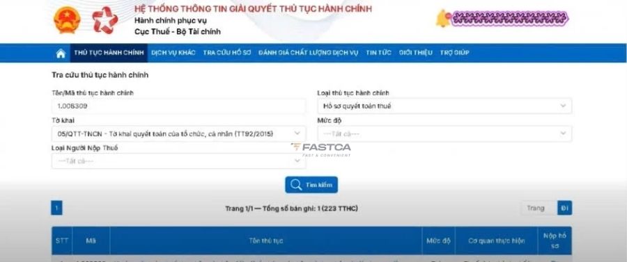 cách nộp tờ khai 05/qtt-tncn trên dịch vụ công - bước 3