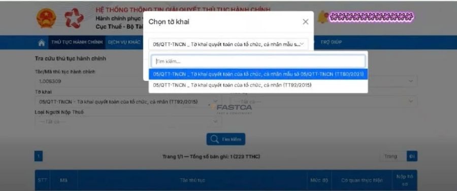 cách nộp tờ khai 05/qtt-tncn trên dịch vụ công - bước 4