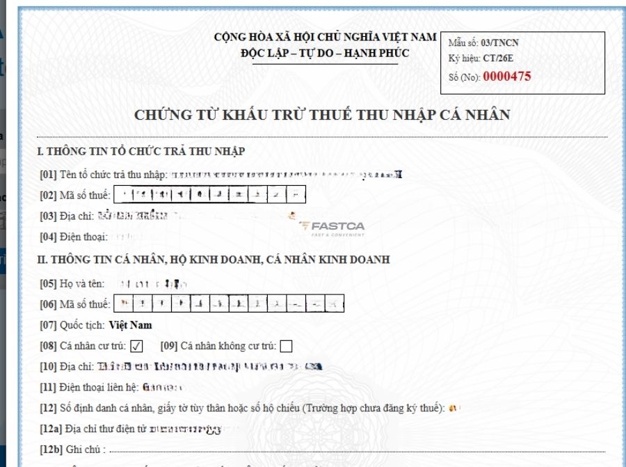 chứng từ khấu trừ thuế tncn là gì