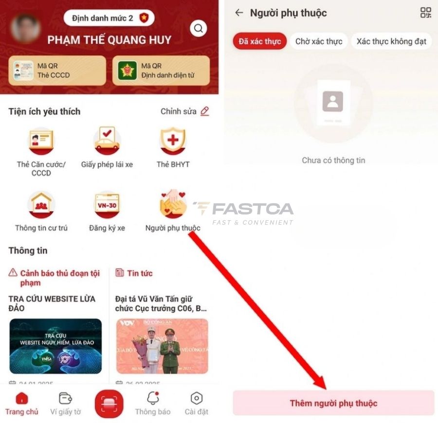 cá nhân tự đăng ký người phụ thuộc trên vneid - bước 2
