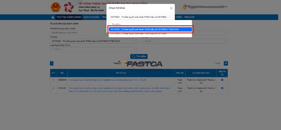 cách nộp thuyết minh báo cáo tài chính trên dịch vụ công - bước 2.1
