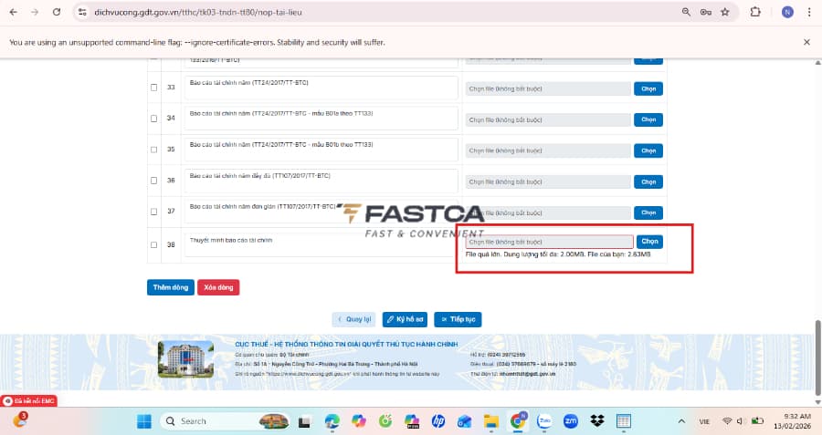cách nộp thuyết minh báo cáo tài chính trên dịch vụ công - bước 4.2