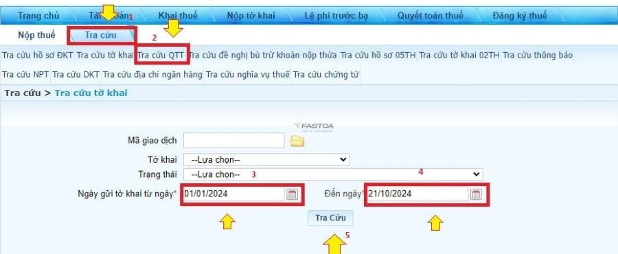 tra cứu chứng từ khấu trừ thuế tncn qua thuế điện tử - bước 3.1