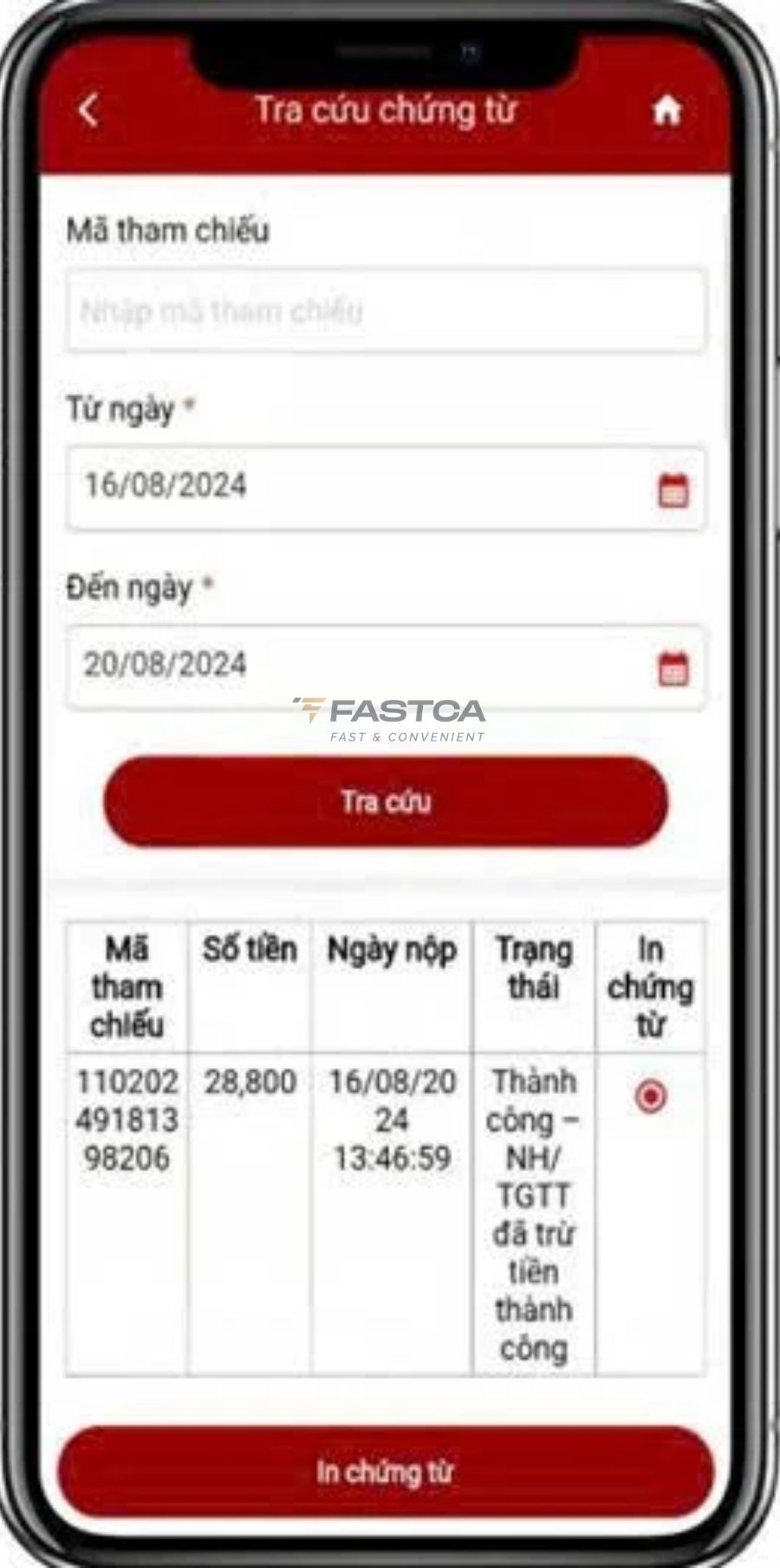 tra cứu chứng từ khấu trừ thuế tncn trên etax mobile - bước 2