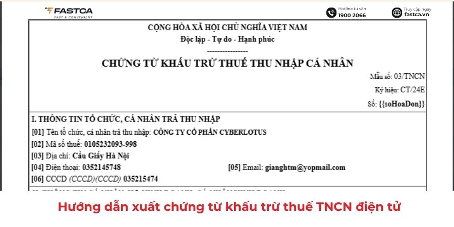 cách lập và xuất chứng từ khấu trừ thuế tncn