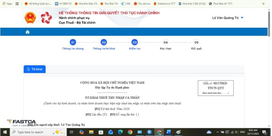 Cách hoàn thuế hộ kinh doanh - Bước 6