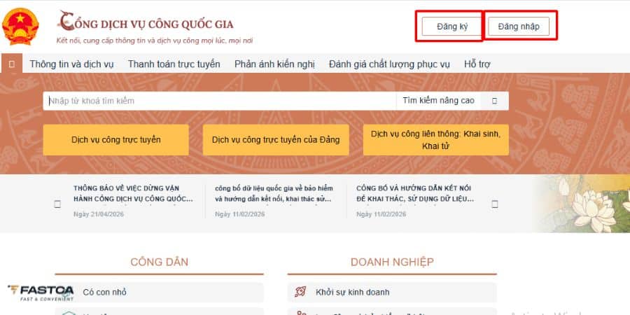 cách nộp báo cáo tình hình sử dụng lao động trên dịch vụ công - bước 1