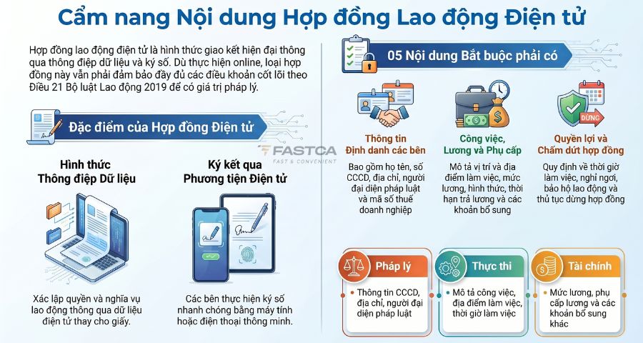 nội dung chính trong mẫu hợp đồng lao động điện tử