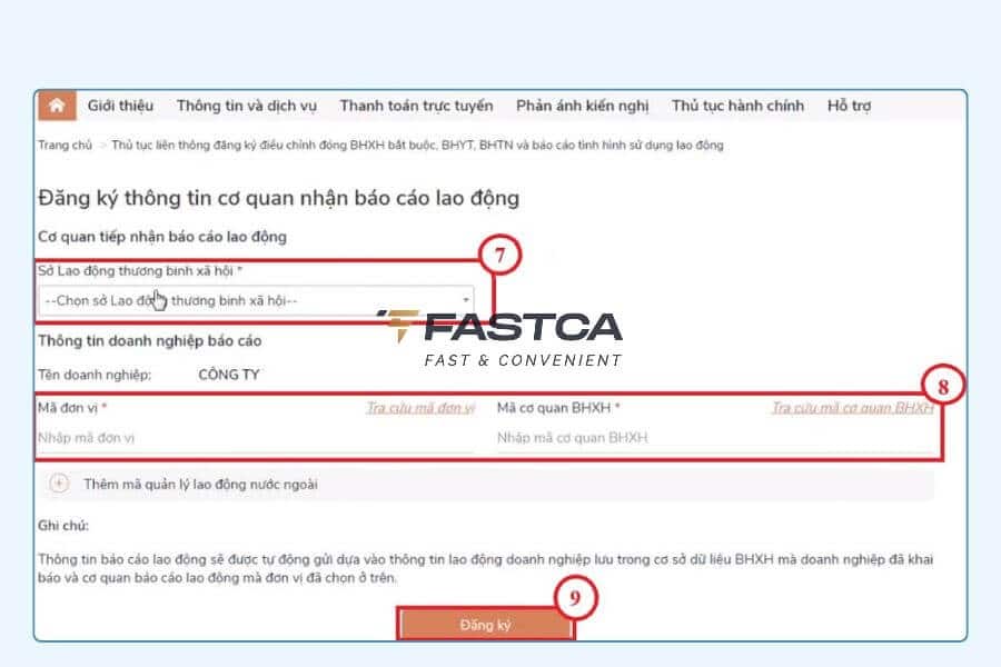 nộp báo cáo tình hình sử dụng lao động nước ngoài online - bước 5