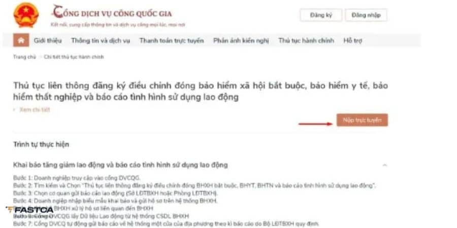 nôp báo cáo tình hình sử dụng lao động 6 tháng đầu năm qua dịch vụ công - bước 4